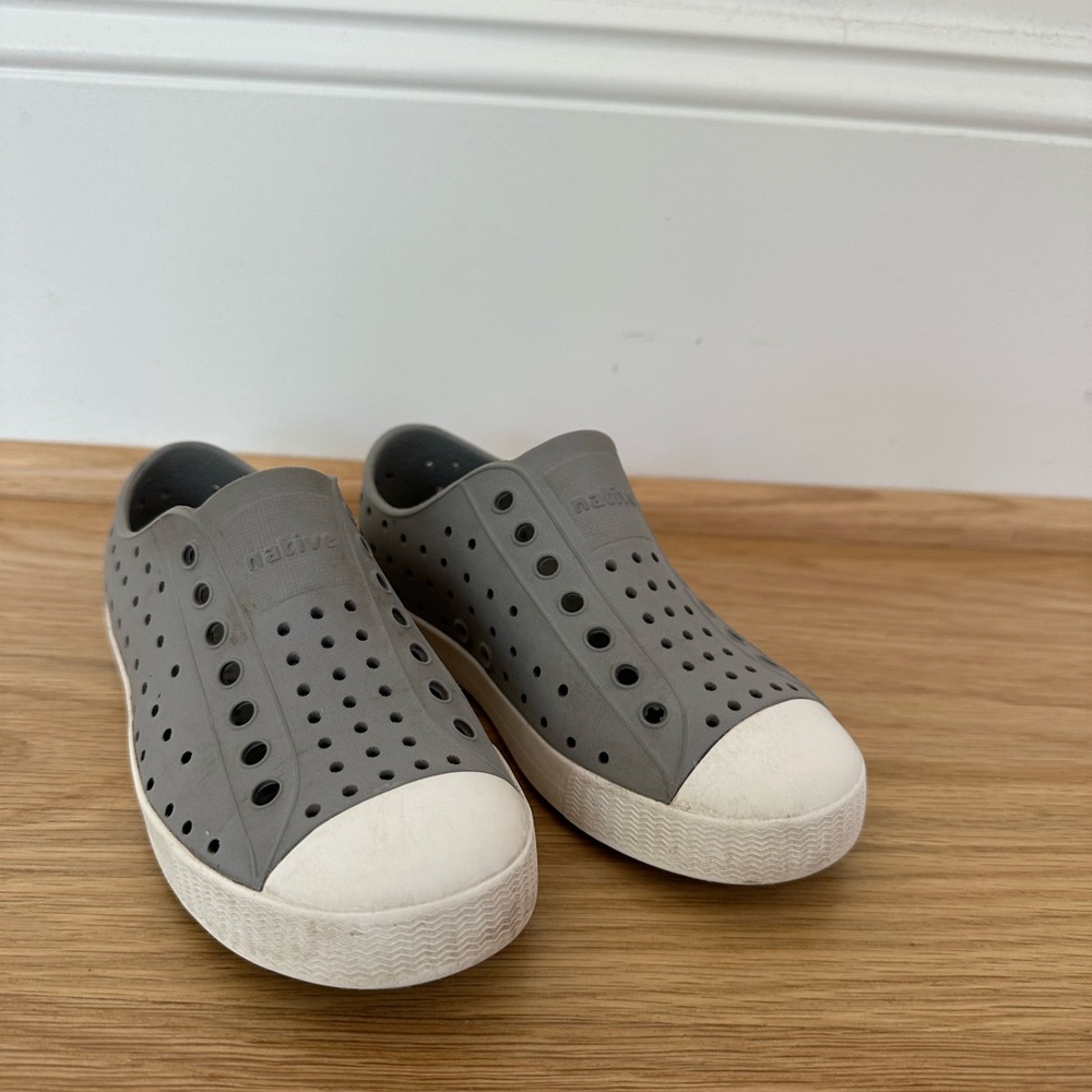 Native Gray and White Perforated Sneakers